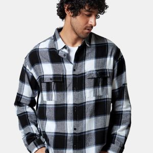 The Souled Store Men Tartan Checked Pure Cotton Oversized Casual Shirt Price