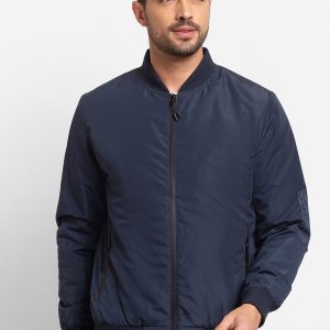 SPYKAR Men Blue Padded Jacket with Patchwork Price