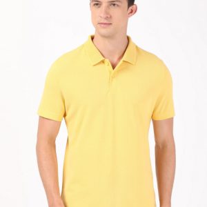 Jockey Men Yellow Polo Collar Cotton T-shirt Price