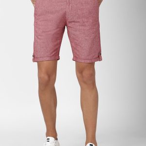 Peter England Casuals Men Pink Solid Shorts Price