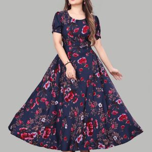 Qena Women Maxi Blue, Red Full Length Dress