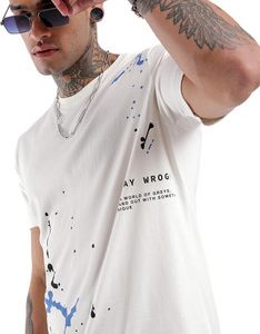 WROGN Printed Men Round Neck White T-Shirt