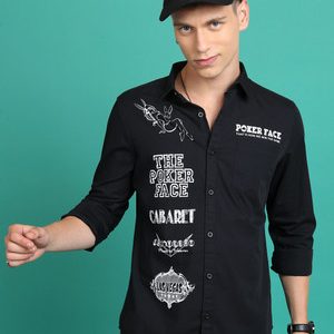 KETCH Men Solid Casual Black, White Shirt