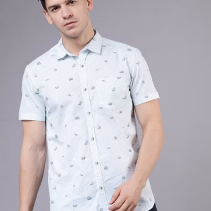 HIGHLANDER Men Slim Fit Printed Spread Collar Casual Shirt