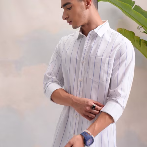 HIGHLANDER Men Slim Fit Striped Cut Away Collar Formal Shirt