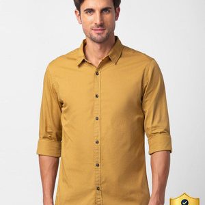Spykar Men Solid Casual Khaki Shirt