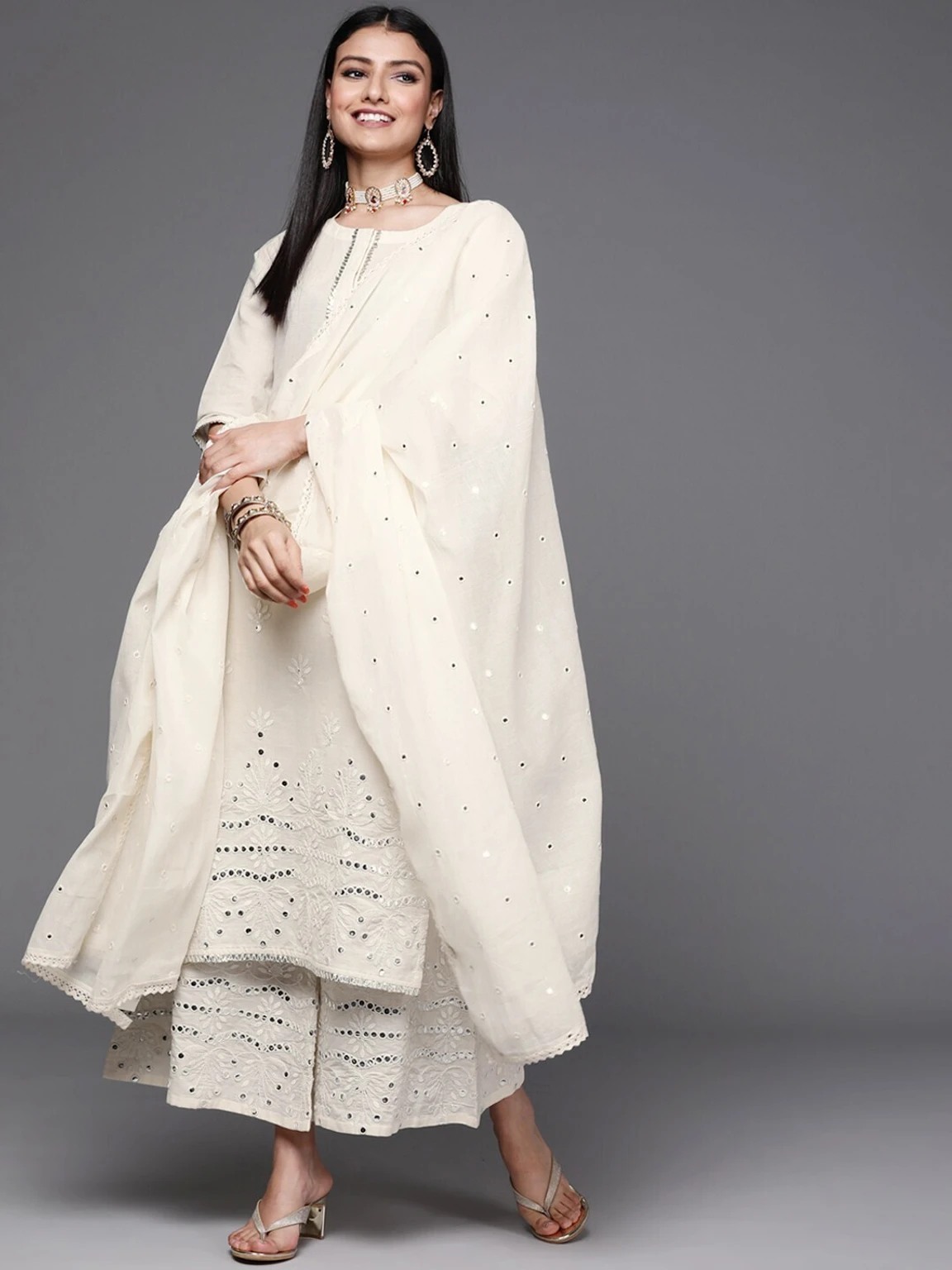 LIBAS Women Cotton Blend Kurta Palazzo Set price comparison on Myntra and Amazon