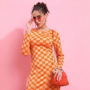 Tokyo Talkies Women Bodycon Orange Above Knee/Mid Thigh Length Dress