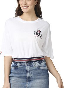 Pepe Jeans Graphic Print Women Crew Neck White T-Shirt