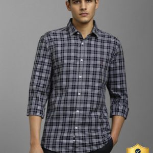 Louis Philippe Sport Men Checkered Casual Dark Blue Shirt