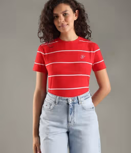 Tommy Hilfiger Striped Regular Fit Cotton T-Shirt