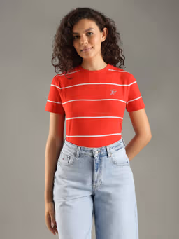 Tommy Hilfiger Striped Regular Fit Cotton T-Shirt