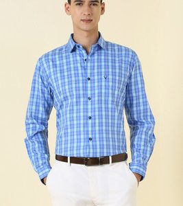 Allen Solly Men Checkered Formal Blue Shirt
