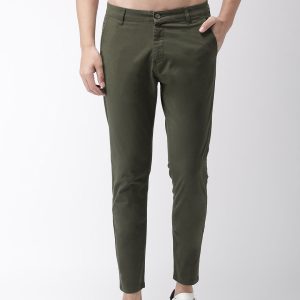 HIGHLANDER Men Olive Green Tapered Fit Chinos Price