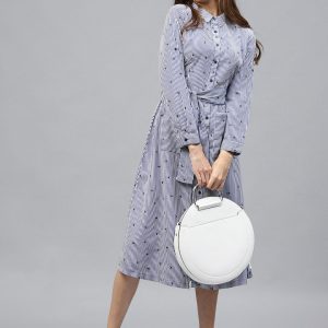 Tokyo Talkies Blue & White Striped Shirt Dress Price
