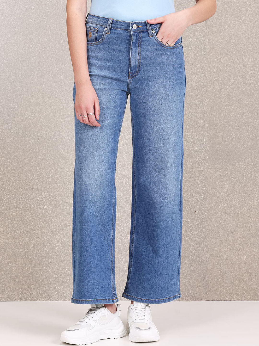 U.S. Polo Assn. Women Wide Leg High Rise Stretchable Jeans Price