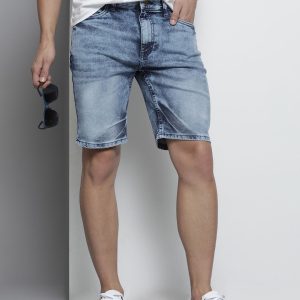 The Indian Garage Co Men Blue Slim Fit Denim Shorts Price