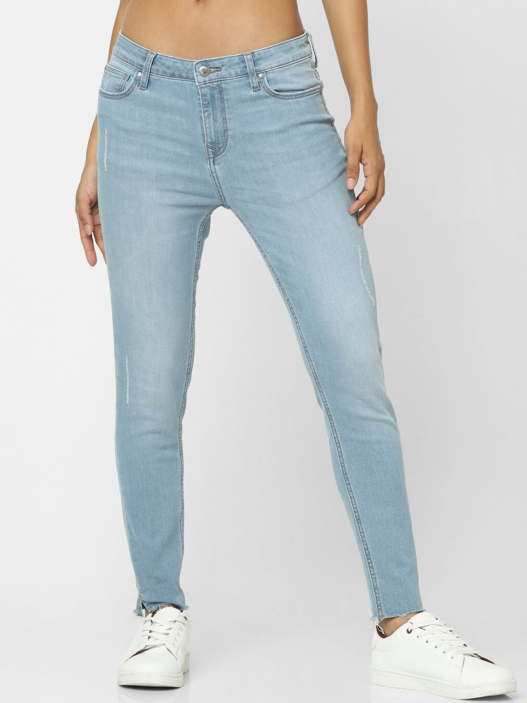 ONLY Women Blue Skinny Fit High-Rise Light Fade Jeans Price