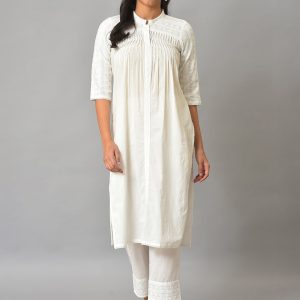 AURELIA Ethnic Motifs Thread Work Pure Cotton Kurta with Trousers Price