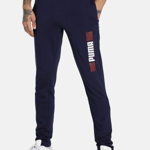 Puma Men Navy Blue Printed Sports 1948 Slim Fit Track Pants Price