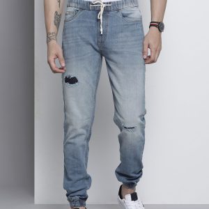 The Indian Garage Co Men Blue Denim Joggers Price