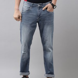 U.S. Polo Assn. Denim Co. Men Blue Slim Fit Slash Knee Light Fade Stretchable Jeans Price