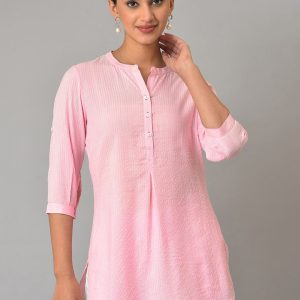 AURELIA Band Collar Striped Pure Cotton Tunic Price