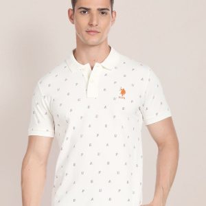 U.S. Polo Assn Typographic Pure Cotton Slim Fit Polo T-shirt price comparison on Tata CLiQ and Amazon