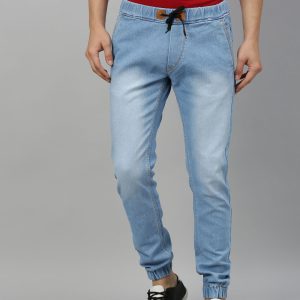 Urbano Fashion Men Blue Mid-Rise Clean Look Stretchable Jogger Jeans Price
