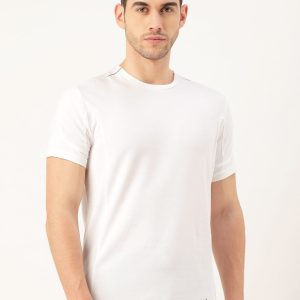Jockey Move Men White Solid Round Neck Sports T-shirt Price