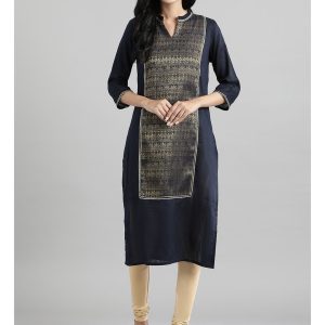 Aurelia Women Navy Blue Printed Kurta Price