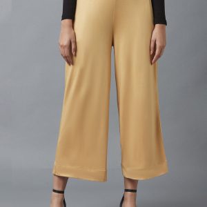 elleven Women Yellow Knitted Palazzos Price