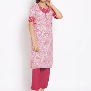 AURELIA Women Pink Ethnic Motifs Printed Kurta with Palazzos Price