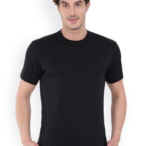 Jockey Men Black Solid Round Neck Pure Cotton T-shirt Price