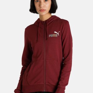 Puma Women Burgundy PUMA Hooded Regular Fit Jacket Price