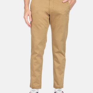 Flying Machine Men Brown Cotton Slim Fit Trousers Price