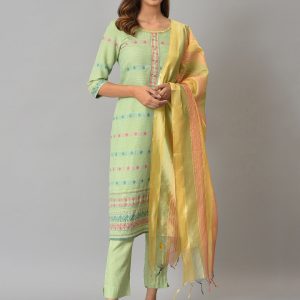 AURELIA Ethnic Motifs Printed Kurta With Trousers & Dupatta Price