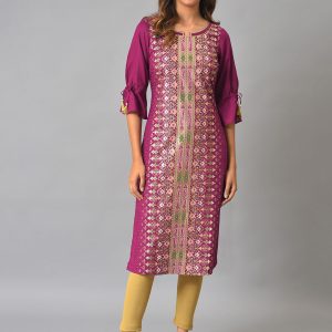 AURELIA Ethnic Motifs Printed Bell Sleeves Kurta price comparison on Amazon and Myntra