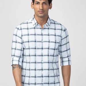 SPYKAR Men Slim Fit Windowpane Checked Casual Cotton Shirt Price