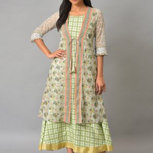 AURELIA Checked Layered Ethnic Dress Price