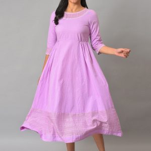 AURELIA Self Design Midi Cotton Dress Price