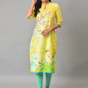 AURELIA Floral Printed Keyhole Neck Kurta Price