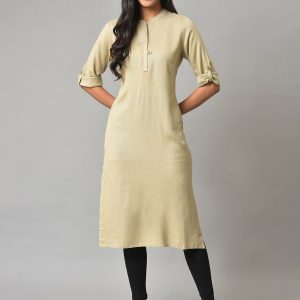 AURELIA Mandarin Collar Straight Kurta Price