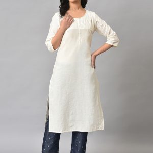 AURELIA Round Neck Cotton Straight Kurta Price