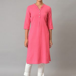 AURELIA Self Design Band Collar Pure Cotton Kurta Price
