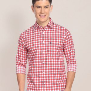 U.S. Polo Assn. Gingham Checks Opaque Checked Pure Cotton Casual Shirt Price