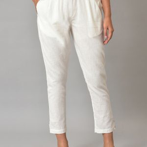 AURELIA Women Women Mid-Rise Flat-Front Plain Cropped Trouser Price