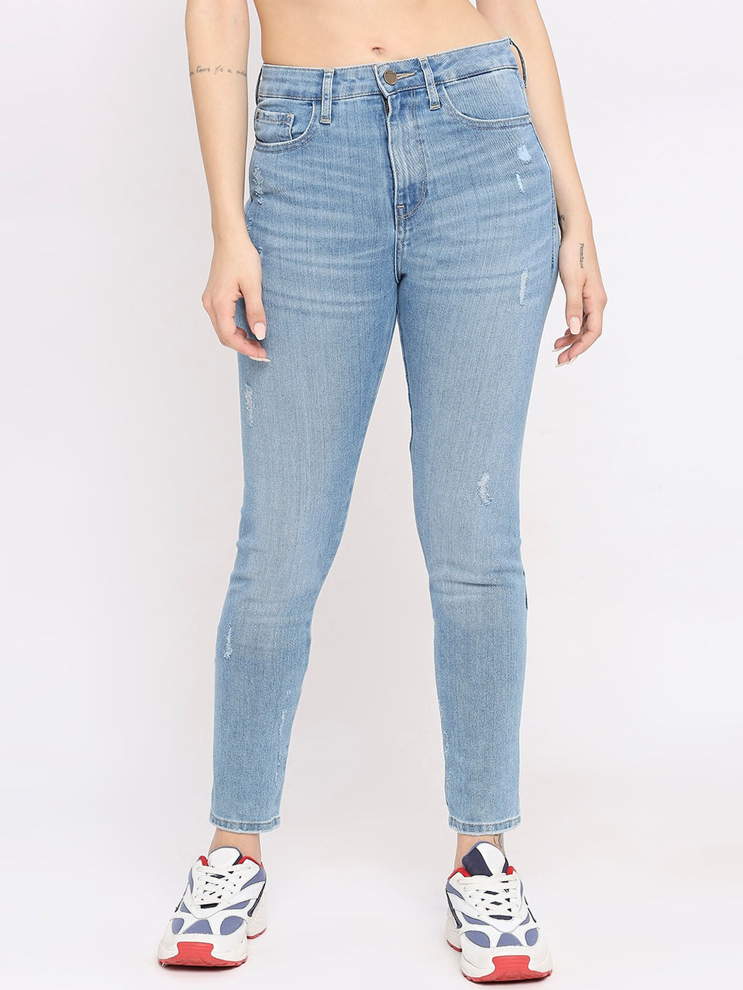 SPYKAR Women Adora Skinny Fit Low Distress Light Fade Stretchable Cotton Jeans Price