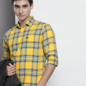 The Indian Garage Co Men Yellow Tartan Checked Casual Shirt Price