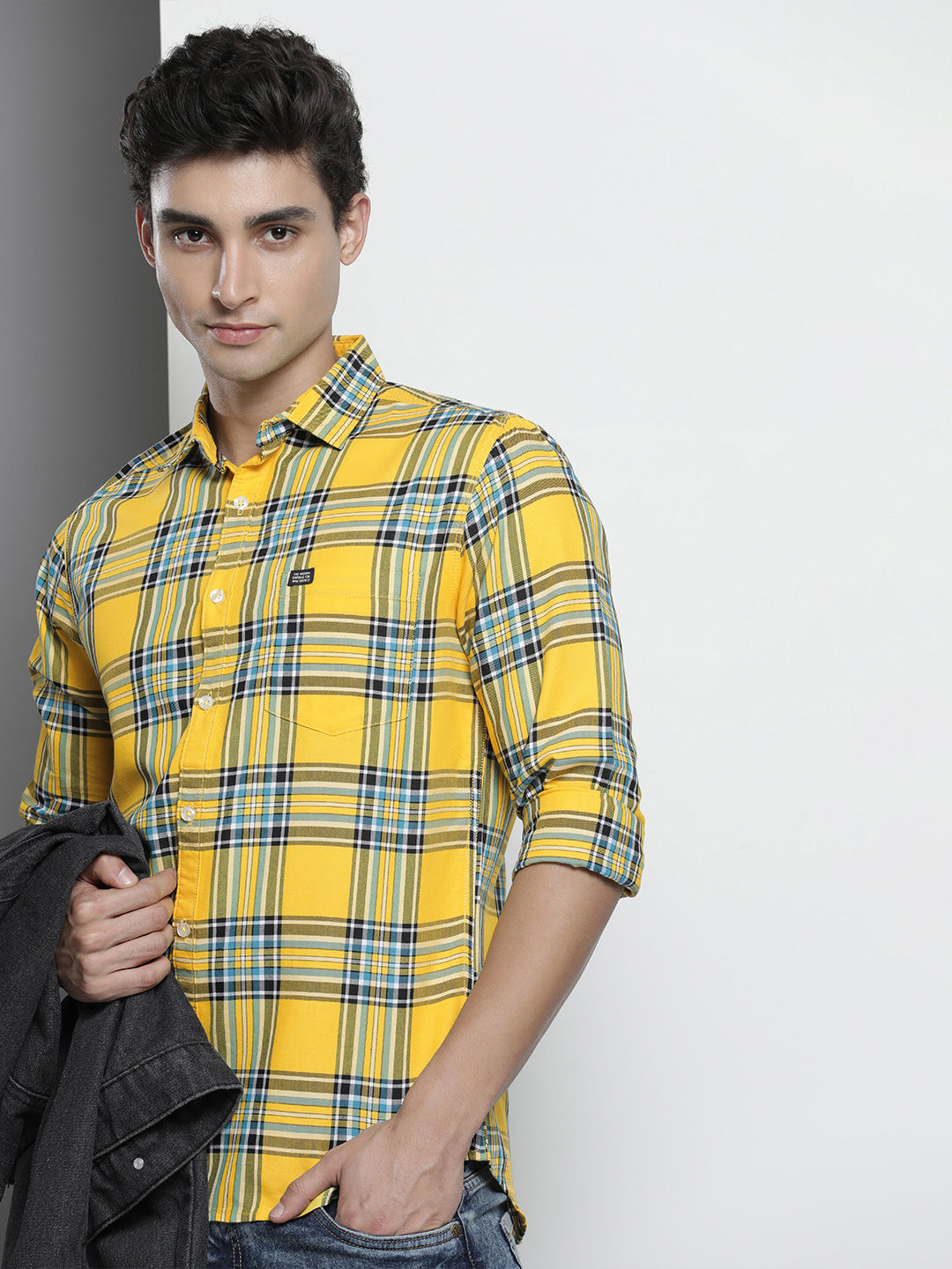 The Indian Garage Co Men Yellow Tartan Checked Casual Shirt Price